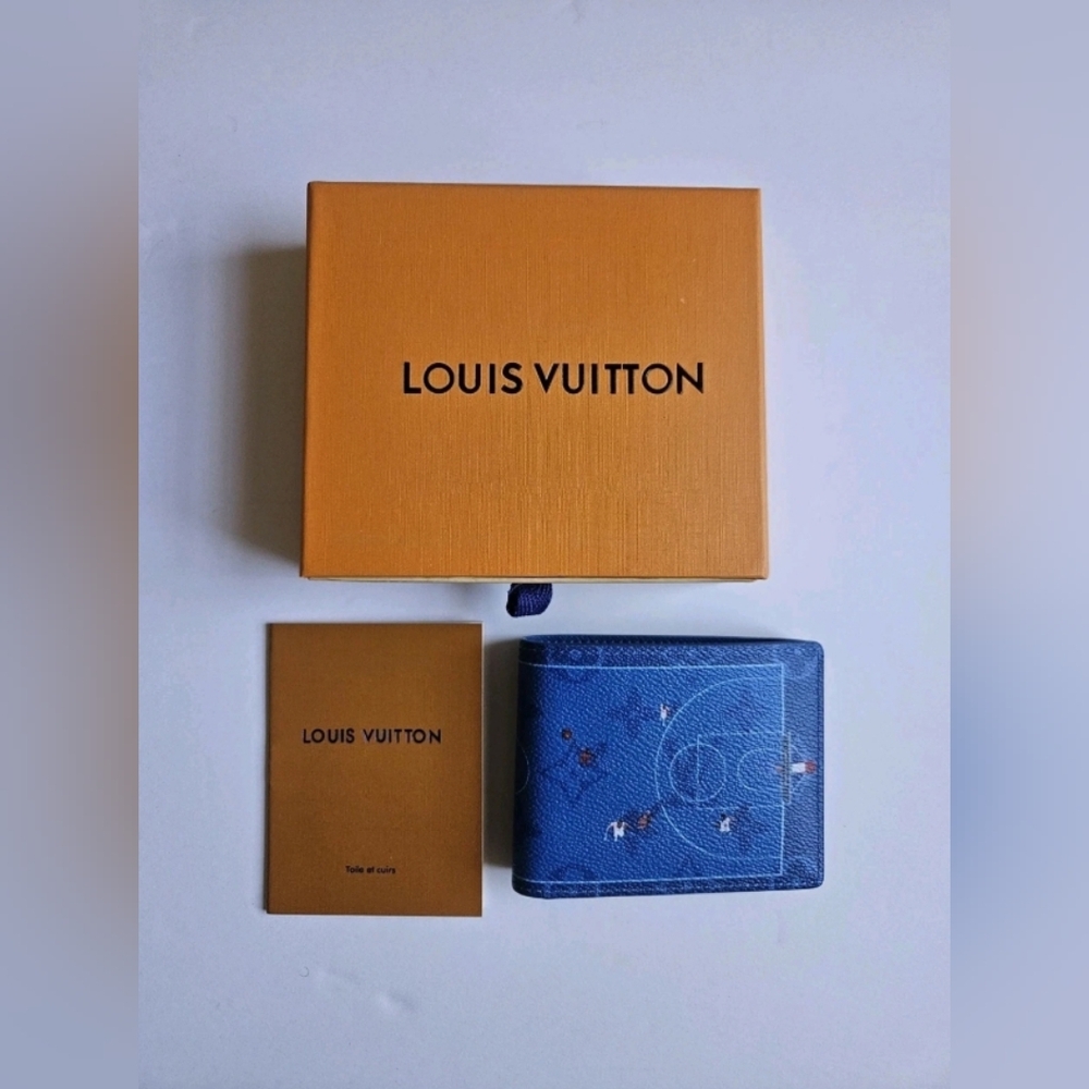 Louis Vuitton Blue Monogram Canvas Men's Bi-Fold Wallet